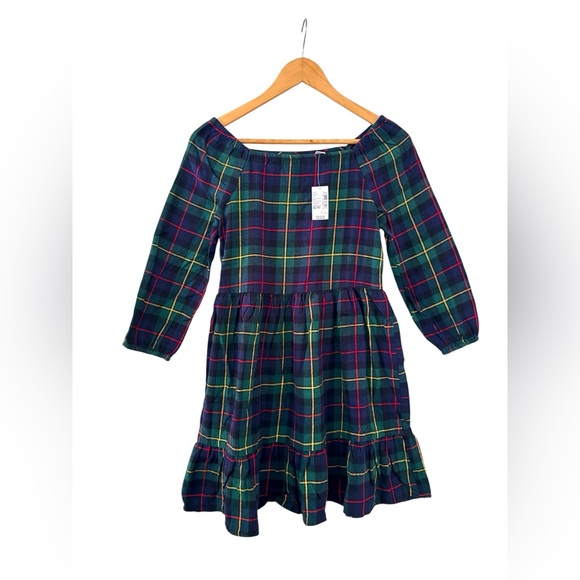 The Children’s Place Girls Matching Family Plaid Flannel Tiered Dress - Green - Picture 4 of 12